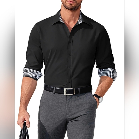 COOFANDY Men Business Dress Shirt Long Sleeve Slim Fit Casual Button Down XL NWT - Picture 1 of 12